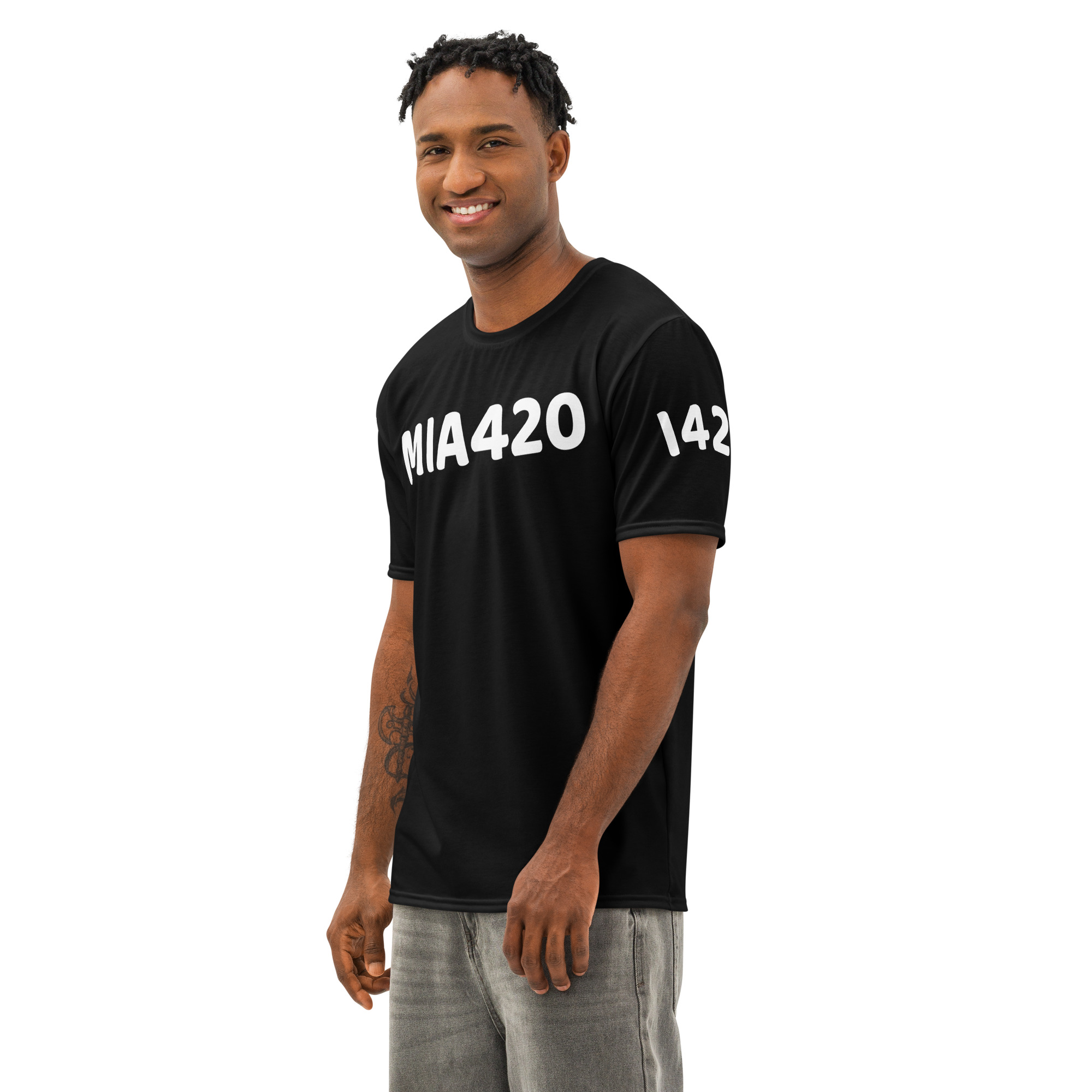 MIA420 Signature Black Crew Neck T-Shirt for Men ( Premium Cotton Streetwear Tee) - Image 2